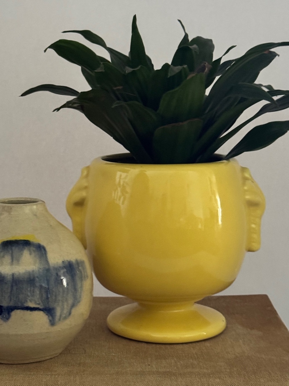 Vintage Haeger USA #134 Yellow Pottery Footed Planter Vase MCM Art Pottery
